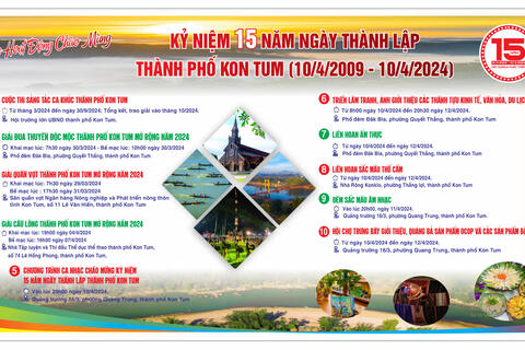 Tổ chức các hoạt động kỷ niệm 15 năm Ngày thành lập Kon Tum
